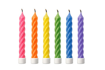 Poster - Set of colorful spiral birthday candles isolated on transparent background, ready to be placed on a cake