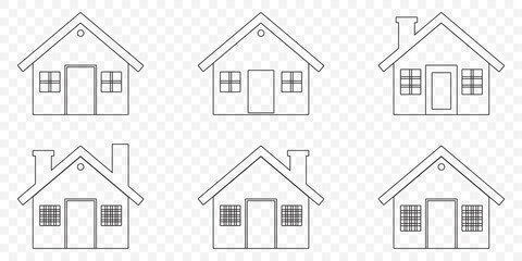 Aufkleber - House icon vector. Home icon vector. Home Icon: A simple Set, yet effective black silhouette of a house icon, perfect for representing home, housing, real estate, or as a website navigation element.