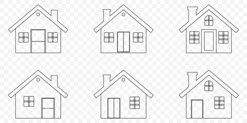 Aufkleber - House icon vector. Home icon vector. Home Icon: A simple Set, yet effective black silhouette of a house icon, perfect for representing home, housing, real estate, or as a website navigation element.