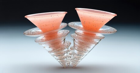 Poster - Intricate glass sculpture. Pink hues swirl within clear forms, creating dynamic visual texture. Unique artistic expression.