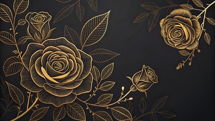 Naklejka na meble Golden Elegance:
Intricate Rose Silhouettes