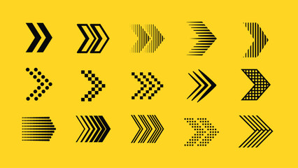 Poster - Collection of black arrow icons in various styles and directions for design projects needing directional symbols. Collection of black arrow icons and symbols. Various of simple black arrows icons