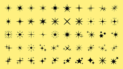 Poster - Shine star sparkle vector set. Sparkle star icons. Shine icon. Stars sparkle doodles vector. Set sparkles star symbols vector. Bright sparkle, star sparkle, shiny flash star. Star shine sparkle icon