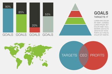 Leinwandbilder - Digitally generated image of business presentation with charts and map