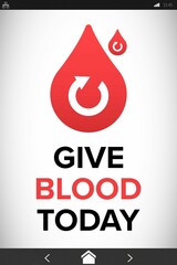 Poster - Give Blood Today text with icons on screen