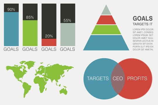 Digitally generated image of business presentation with charts and map