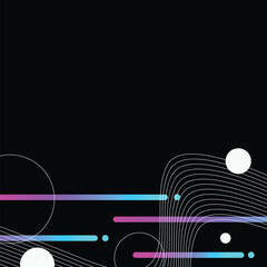 Poster - Futuristic Neon Light Speed Lines with Flowing Lines, Black Background