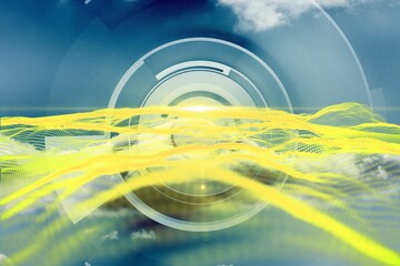 Poster - Abstract yellow design on blue and white