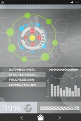 Leinwandbilder - Computer graphic image of circle shape icons and graphs