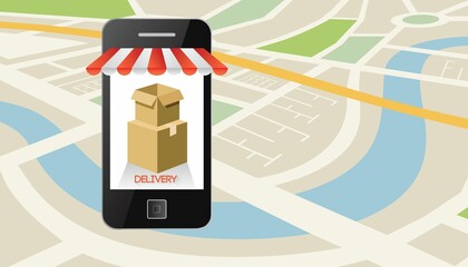 Poster - Delivery app on smartphone