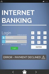 Poster - Internet banking text on blue mobile display