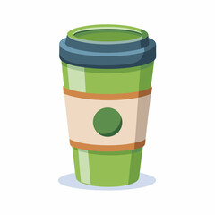 Poster - A vibrant green takeaway coffee cup design perfect for branding cafes coffee shops or beverage businesses needing a modern logo or icon
