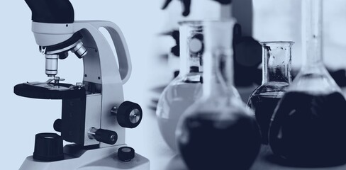 Poster - Several scientist device in laboratory