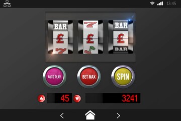 Poster - Graphic image of slot machine on mobile display