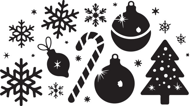 christmas reindeer silhouett symbol emblem label collection