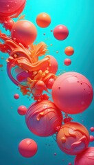 Leinwandbilder - Vibrant abstract design featuring colorful spheres and fluid shapes against a bright background