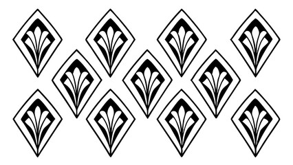 Aufkleber - Repeating pattern of black and white rhombus shapes with floral design inside arranged in rows created with generated ai