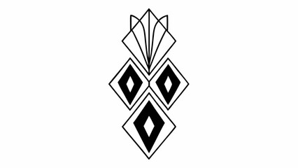 Aufkleber - Abstract geometric design with diamonds and fan like shapes in black and white style art deco pattern created with generated ai