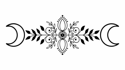 Poster - Elegant floral ornament with crescent moons and symmetrical botanical elements design vector illustration created with generated ai