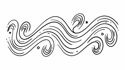 Poster - Abstract line art illustration featuring wavy lines with swirls and scattered dots on a white background created with generated ai