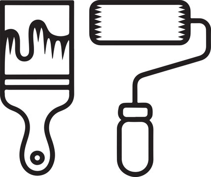 Black And White Paint Roller Icons