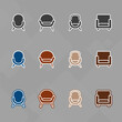 © yasel - Furniture icons set,Collection of sofa, armchair, wardrobe, bedroom table, interior, Chair and Sofa of front view line icon