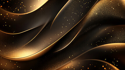 Poster - Elegant dark fabric with gold glitter abstract background creates a luxurious ambiance shining light texture beautiful elegant wallpaper golden sparkles festive backdrop