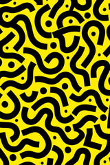Poster - Golden Fish Abstract Seamless Pattern with Lines and Decorative Elements