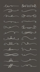 Poster - Vector set. Elegant line dividers in various swirls and curls. Decorative line dividers perfect for invitations. Swirly line dividers for creative projects. Hand drawn ornament vector set.