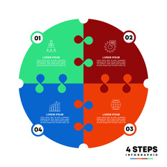 Poster - Vector circle arrows puzzle infographic, cycle diagram, presentation chart. Business concept with 4 options, parts, steps, processes. editable vector 