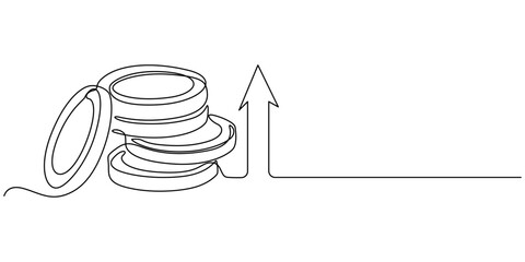 Fototapete - Continuous Line Drawing of Investment Icon. Hand Drawn Symbol Vector Illustration, Interest Rates Single Line Icon, Continuous Line Drawing of Making Money Icon. Hand Drawn Symbol Vector Illustration.