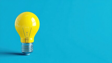 Poster - Yellow light bulb against a blue background, symbolizing creativity and innovation.