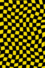 Poster - Yellow and Black Checkered Seamless Fabric Pattern for Decoration and Textile Design