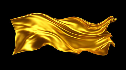 Poster - Elegant gold fabric flowing over black backdrop smooth luxurious texture creative design element