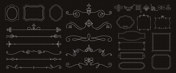 Poster - Elegant vintage frames and borders in various styles. Decorative frames and ornate borders perfect for design projects. Classic frames and intricate borders. Vintage ornamental elements vector set.