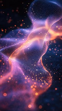 Glowing Flowing Data Wave Lines in Purple and Blue