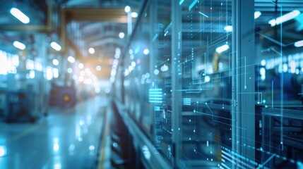 Fototapete - Smart Factory, Industrial Automation and Digital Transformation