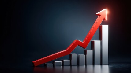 Poster - A rising graph with a bold red arrow, symbolizing growth and success in business or finance.