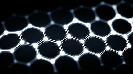 Fototapete - Abstract hexagonal lattice pattern with glowing points.