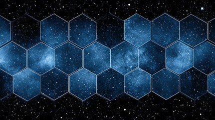 Fototapete - Hexagonal grid pattern of the night sky.