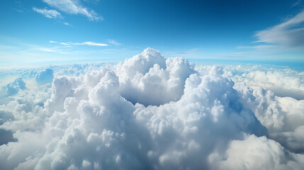 Aufkleber - A breathtaking view of fluffy clouds illuminated by sunlight, showcasing the beauty of the sky and nature's wonders.