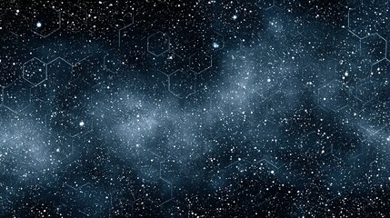Fototapete - Starry night sky with intricate hexagonal network.