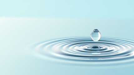 Aufkleber - A serene close-up of a water droplet creating ripples on a calm surface, symbolizing tranquility and natural beauty.