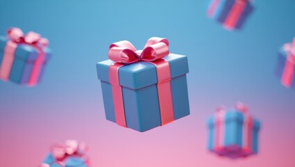 Poster - A Vibrant Display of Colorful Gifts Floating in Mid-Air Against a Soft Pastel Background, Perfect for Celebrations and Special Occasions