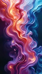 Aufkleber - Colorful abstract waves flowing gracefully across a dark background for mobile wallpaper design