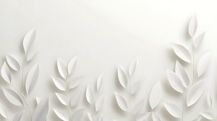 Poster - Elegant white floral design on a white backdrop with light and shadow effects for modern backgrounds and templates