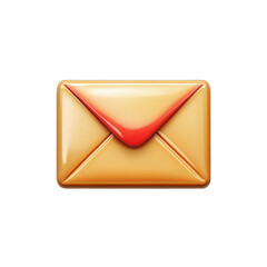Fototapete - Golden Glossy Envelope Icon Email Message Sign Newsletter Symbol Contact on transparent background
