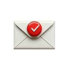 Fototapete - Email Delivered Icon White Envelope Design with Red Check Notification on transparent background
