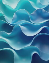 Fototapete - Vivid gradient waves in shades of blue on a glossy background