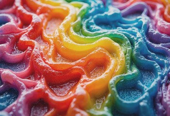 Poster - Macro shot of vibrant soap film creating colorful rainbow swirls